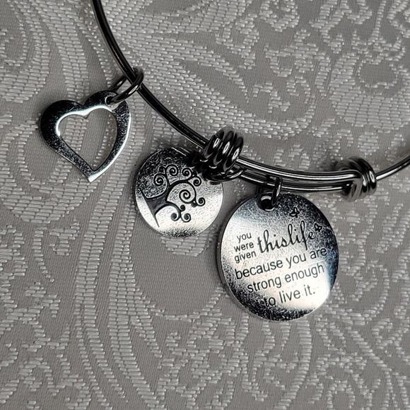 Strong Enough women's charm bracelet silver tone‎ adjustable strength support - Picture 2 of 5